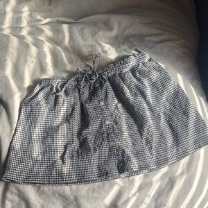 Zara Black and White Gingham Button-Front Mini Skirt
